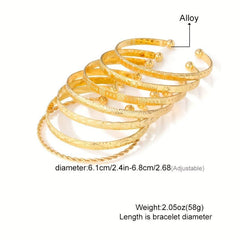 7pcs Golden Heart Twist Bracelets Set for Women Girls