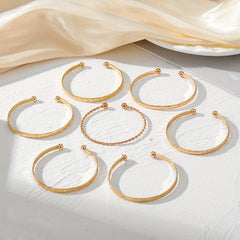 7pcs Golden Heart Twist Bracelets Set for Women Girls