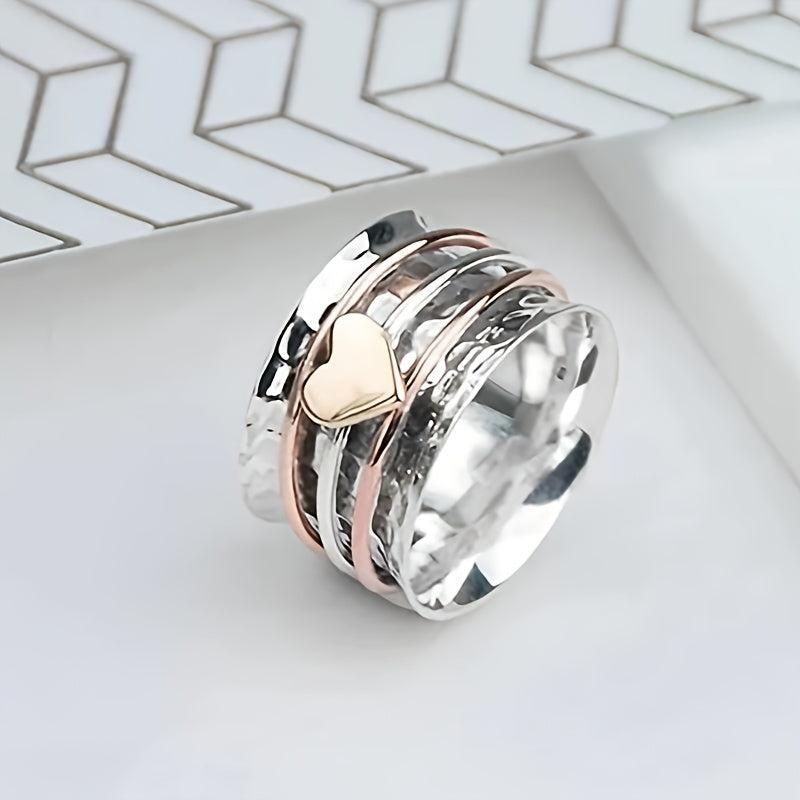 Sweet Heart Wide Band Ring, Anti-Anxiety, Perfect for Party, Gift for Her