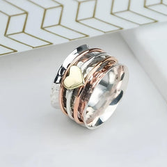 Sweet Heart Wide Band Ring, Anti-Anxiety, Perfect for Party, Gift for Her