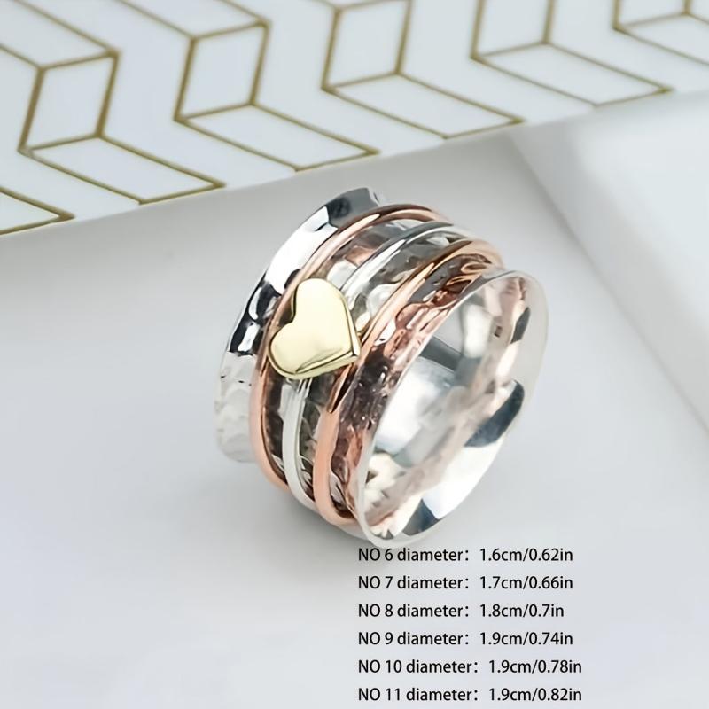 Sweet Heart Wide Band Ring, Anti-Anxiety, Perfect for Party, Gift for Her