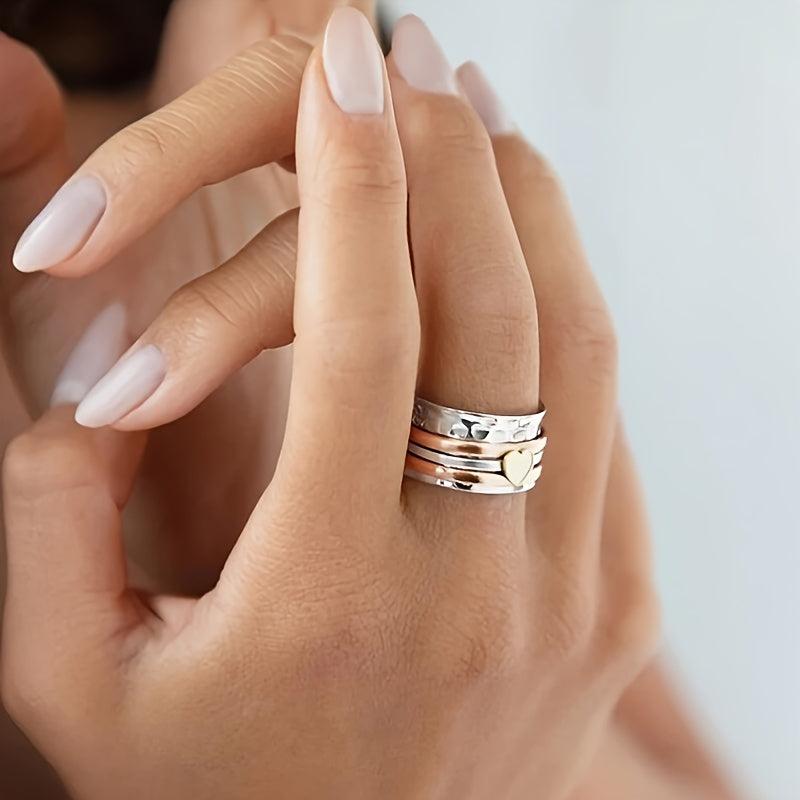 Sweet Heart Wide Band Ring, Anti-Anxiety, Perfect for Party, Gift for Her