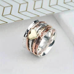 Sweet Heart Wide Band Ring, Anti-Anxiety, Perfect for Party, Gift for Her