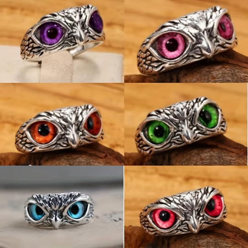 Vintage Owl Eye Ring Adjustable Cuff Hip Hop Style Gift