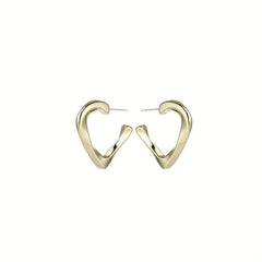 Golden Glossy Twist Heart Hoop Earrings 18K Plated Jewelry