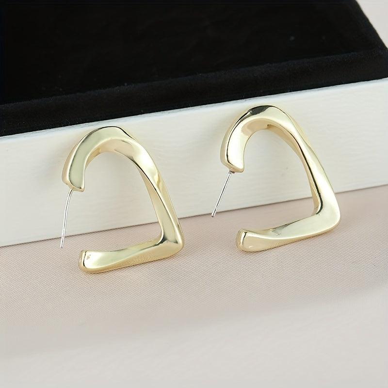 Golden Glossy Twist Heart Hoop Earrings 18K Plated Jewelry