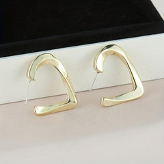 Golden Glossy Twist Heart Hoop Earrings 18K Plated Jewelry