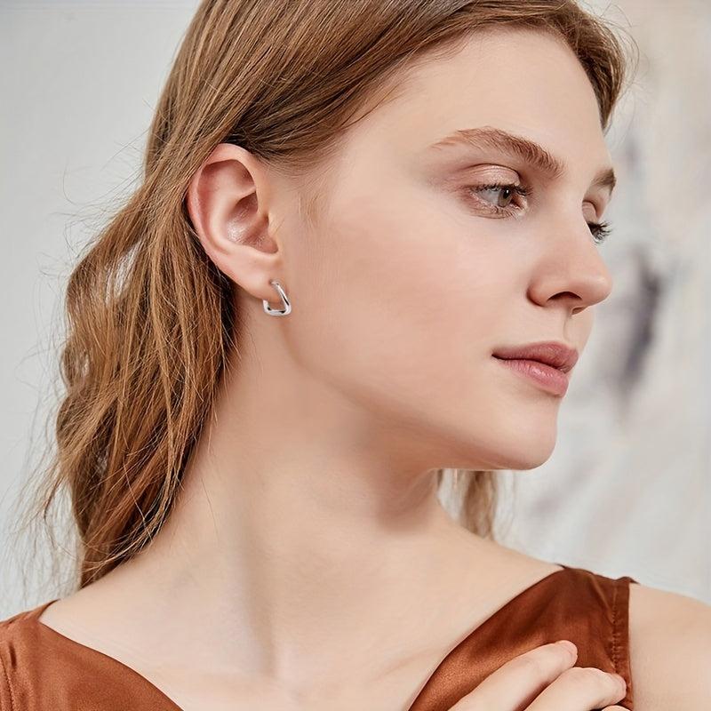 Minimalist Style Hoop Earrings Sterling 925 Silver Jewelry Gift For Women Girls