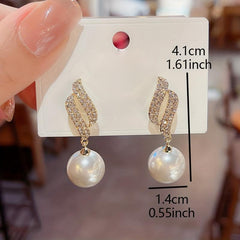 Dangle Earrings Leaf Pearl Inlaid Pendant Jewelry Gift For Women