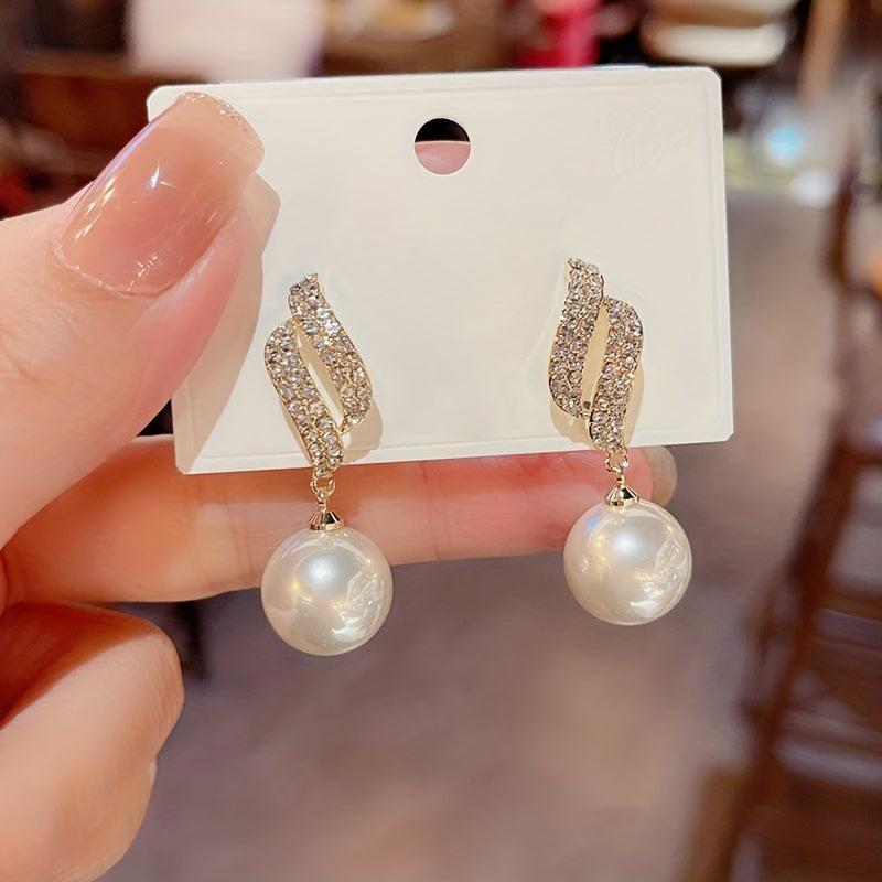 Dangle Earrings Leaf Pearl Inlaid Pendant Jewelry Gift For Women