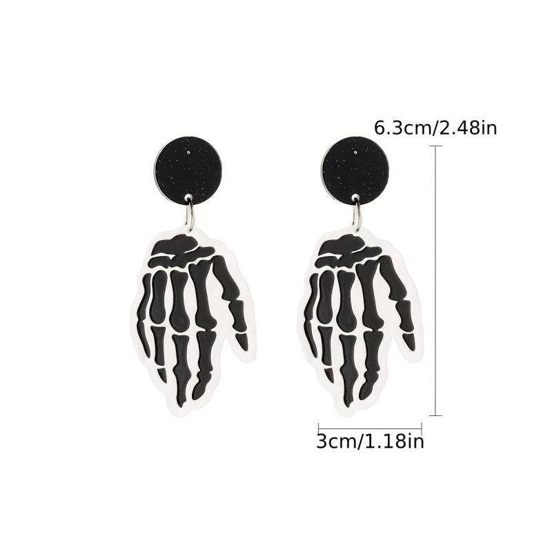 Skeleton Hand Dangle Earrings Halloween Style Resin Jewelry