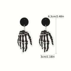 Skeleton Hand Dangle Earrings Halloween Style Resin Jewelry