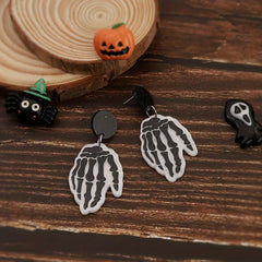 Skeleton Hand Dangle Earrings Halloween Style Resin Jewelry