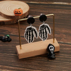 Skeleton Hand Dangle Earrings Halloween Style Resin Jewelry