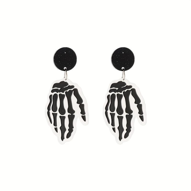 Skeleton Hand Dangle Earrings Halloween Style Resin Jewelry