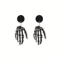 Skeleton Hand Dangle Earrings Halloween Style Resin Jewelry