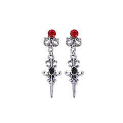 Vintage Red Crystal Dangle Earrings Goth Punk Style Female Gift
