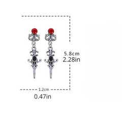 Vintage Red Crystal Dangle Earrings Goth Punk Style Female Gift