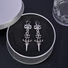 Vintage Red Crystal Dangle Earrings Goth Punk Style Female Gift