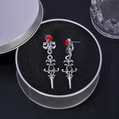 Vintage Red Crystal Dangle Earrings Goth Punk Style Female Gift