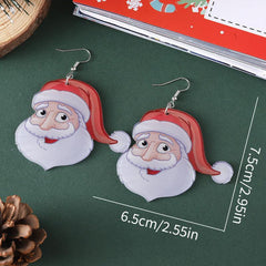 Christmas Santa Claus Dangle Earrings Set