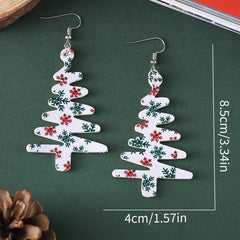 Christmas Tree & Snowflake Dangle Earrings Set, Retro Style PU Leather Jewelry