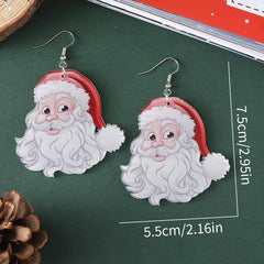 2 Pairs Santa Claus Dangle Earrings, Cute Acrylic Jewelry for Women