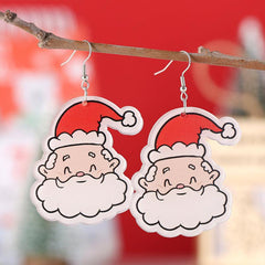 2 Pairs Santa Claus Dangle Earrings, Cute Acrylic Jewelry for Women