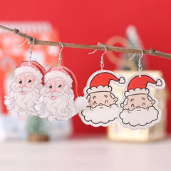 2 Pairs Santa Claus Dangle Earrings, Cute Acrylic Jewelry for Women