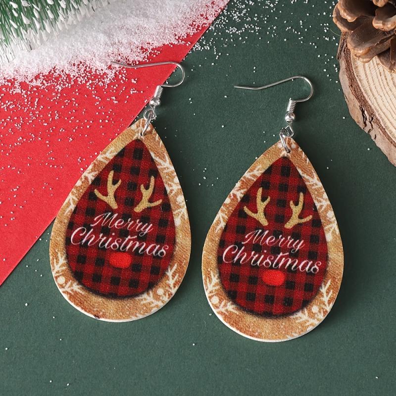 Vintage Christmas Merry Christmas Droplet Dangle Earrings Set