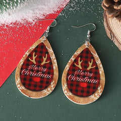 Vintage Christmas Merry Christmas Droplet Dangle Earrings Set