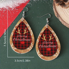Vintage Christmas Merry Christmas Droplet Dangle Earrings Set