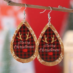 Vintage Christmas Merry Christmas Droplet Dangle Earrings Set