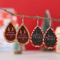 Vintage Christmas Merry Christmas Droplet Dangle Earrings Set