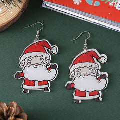 Funny Santa Claus Dangle Earrings Retro Cartoon Style Acrylic