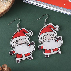 Funny Santa Claus Dangle Earrings Retro Cartoon Style Acrylic