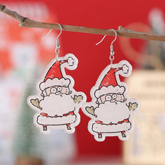 Funny Santa Claus Dangle Earrings Retro Cartoon Style Acrylic