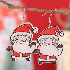 Funny Santa Claus Dangle Earrings Retro Cartoon Style Acrylic