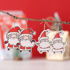 Funny Santa Claus Dangle Earrings Retro Cartoon Style Acrylic