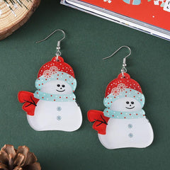 Christmas Snowman Dangle Earrings Acrylic Jewelry Female Gift