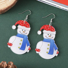 Christmas Snowman Dangle Earrings Acrylic Jewelry Female Gift