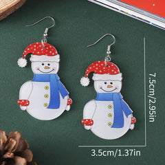 Christmas Snowman Dangle Earrings Acrylic Jewelry Female Gift