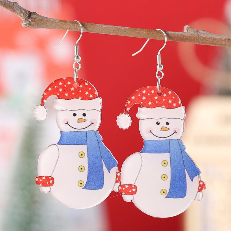 Christmas Snowman Dangle Earrings Acrylic Jewelry Female Gift