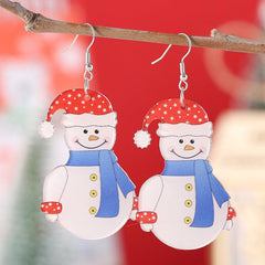 Christmas Snowman Dangle Earrings Acrylic Jewelry Female Gift