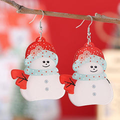 Christmas Snowman Dangle Earrings Acrylic Jewelry Female Gift