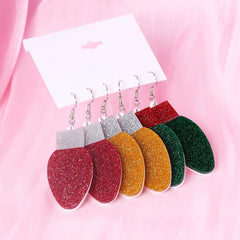 3 Pairs Christmas Light Decor Dangle Earrings Retro Party Style Acrylic Jewelry