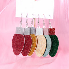 3 Pairs Christmas Light Decor Dangle Earrings Retro Party Style Acrylic Jewelry
