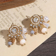 Elk Snowflake Rhinestone Dangle Earrings - Female Gift