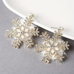 Elk Snowflake Rhinestone Dangle Earrings - Female Gift