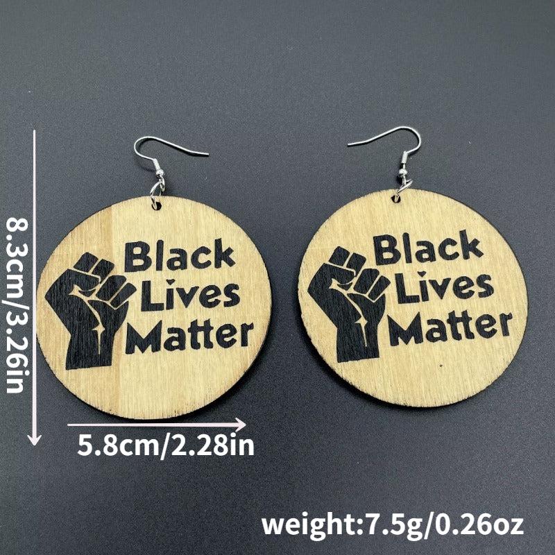 Geometric Printed Wooden Dangle Earrings Letter Earrings Women's Accessories